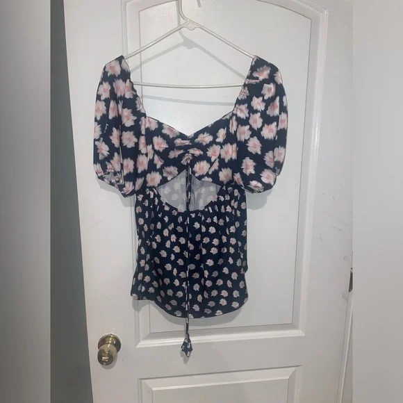 New! Sachin & Babi Lyra Baby Doll Top in Blue & Pink Ikat Floral 🌸 sz 0 NWT! - Picture 11 of 14